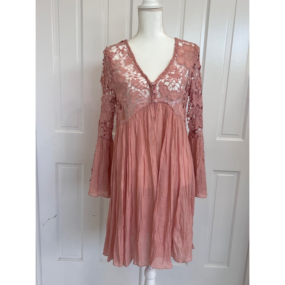 Women's J Lee floral cut out pink babydoll dress size medium